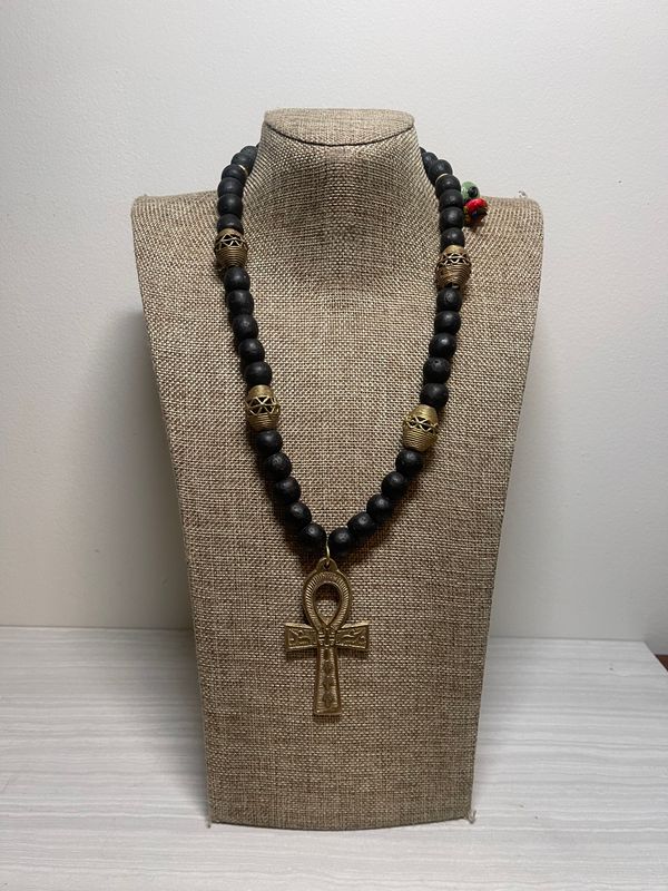 ​Ghana Glass &amp; Ankh Necklace