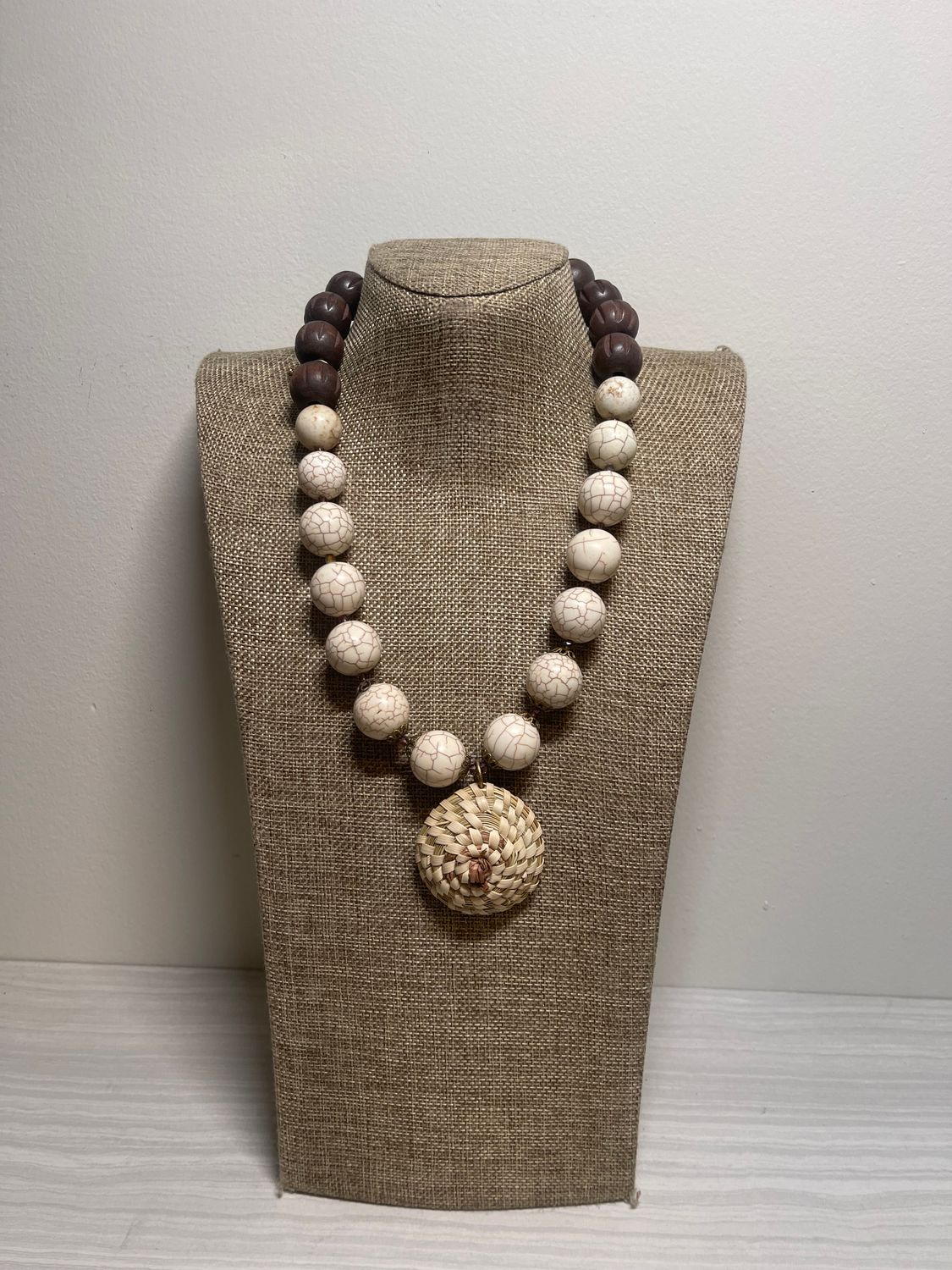 Sweetgrass and Magnesite  Necklace