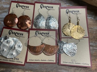 Hammered Copper &amp; Mixed Metal Earrings