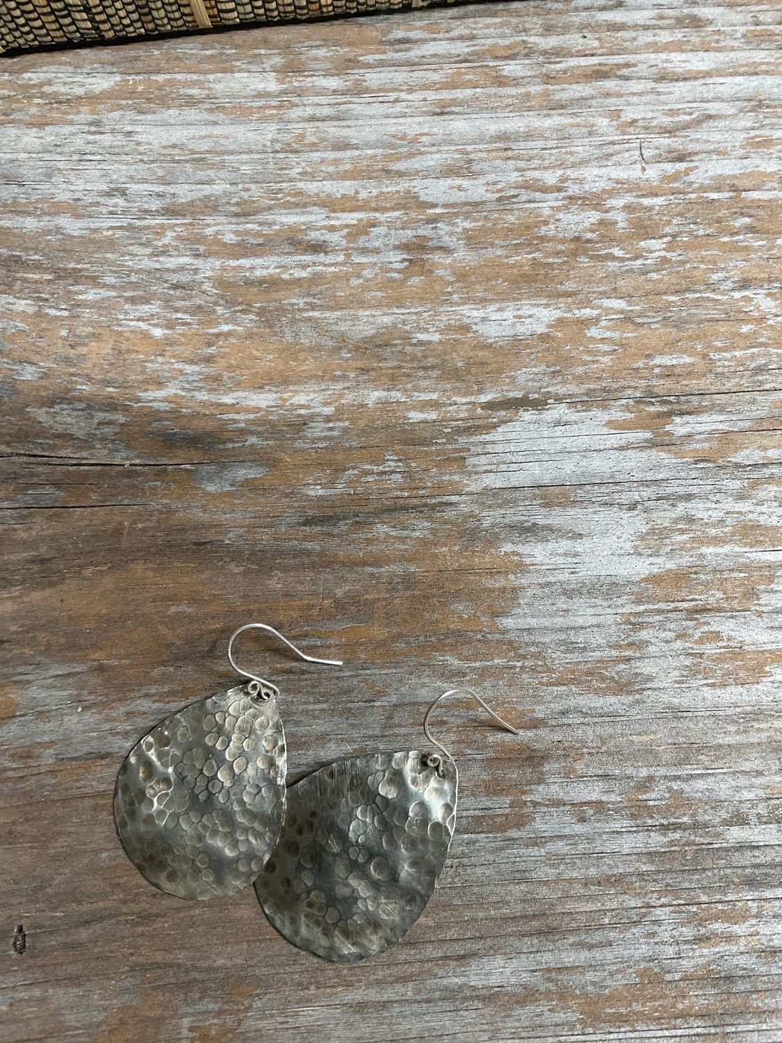 Oxidized Hammered Sterling Teardrop Earrings