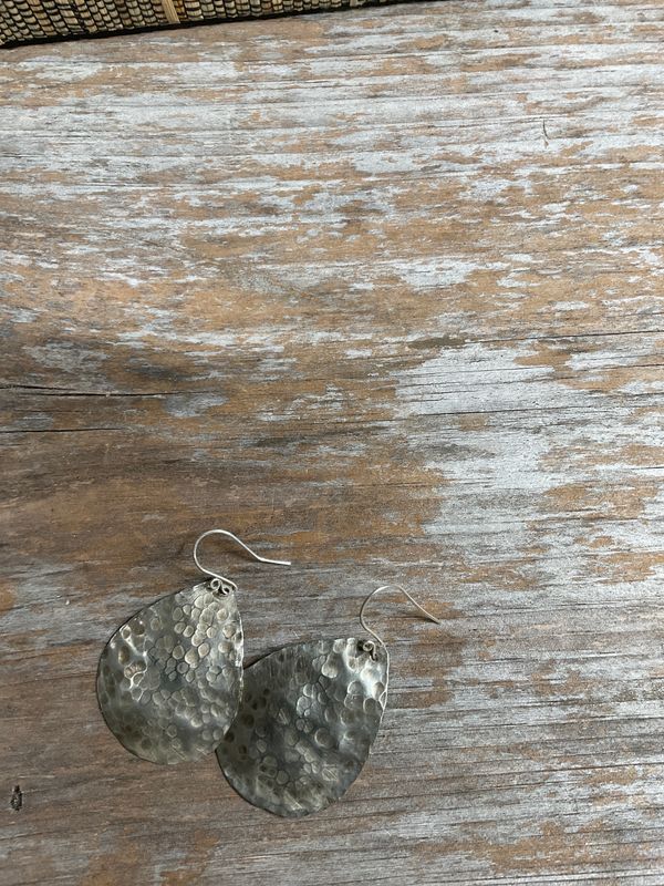 Oxidized Hammered Sterling Teardrop Earrings
