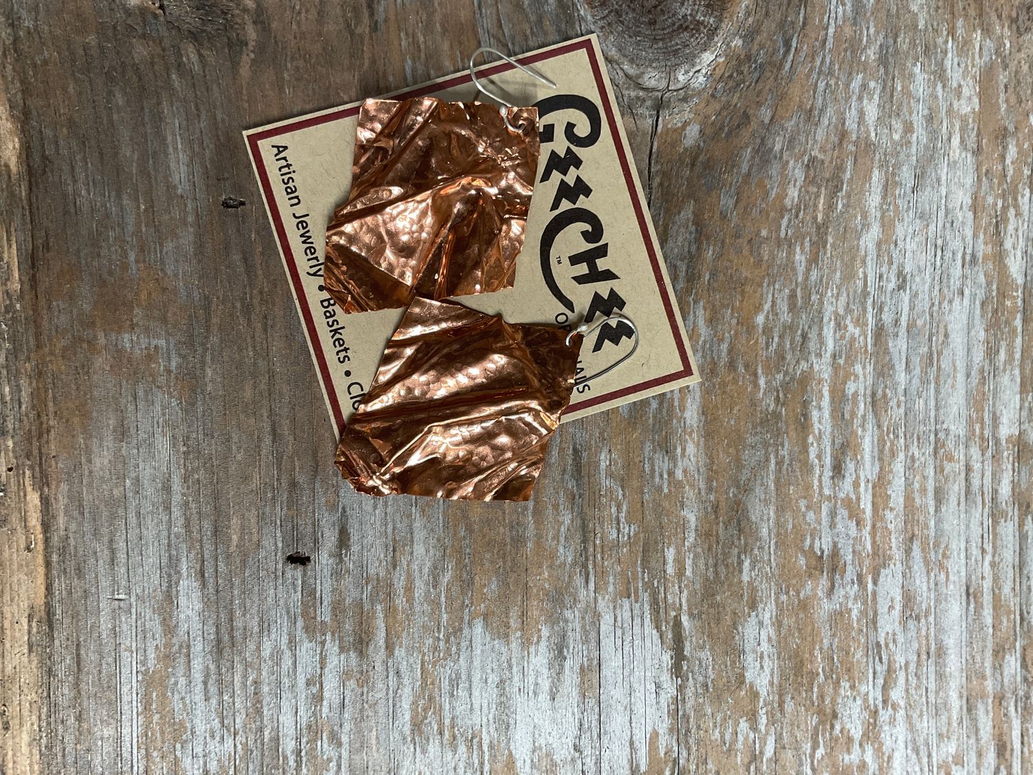 Hammered and Form Folded Geometric Earrings