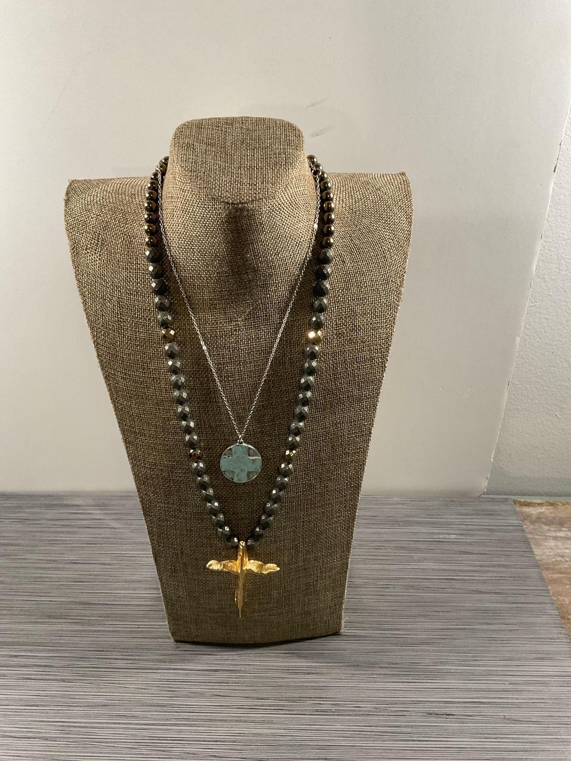 Pyrite and Gold Statement Necklace