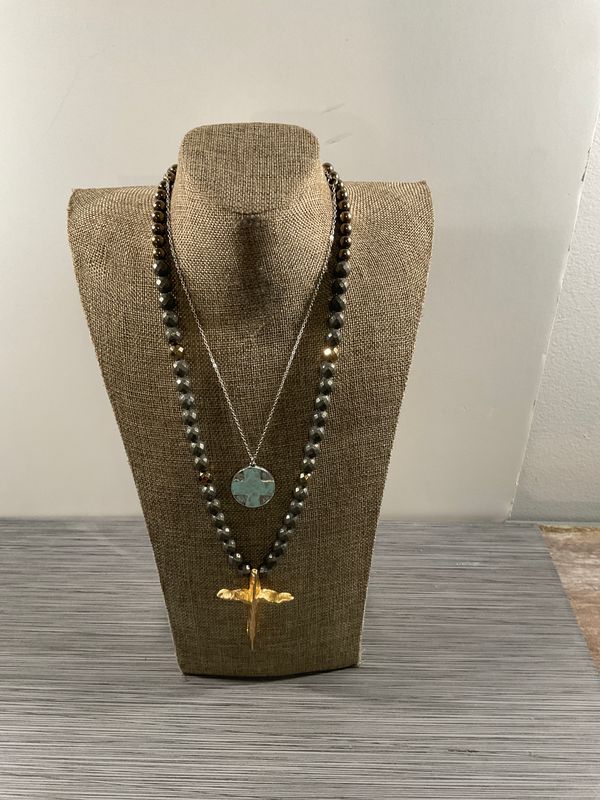 Pyrite and Gold Statement Necklace
