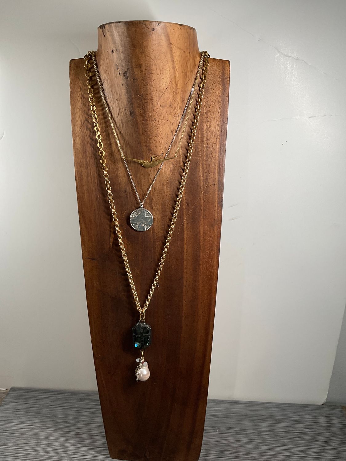 Soldered Crystal with Baroque Pearl Minimalist Necklace