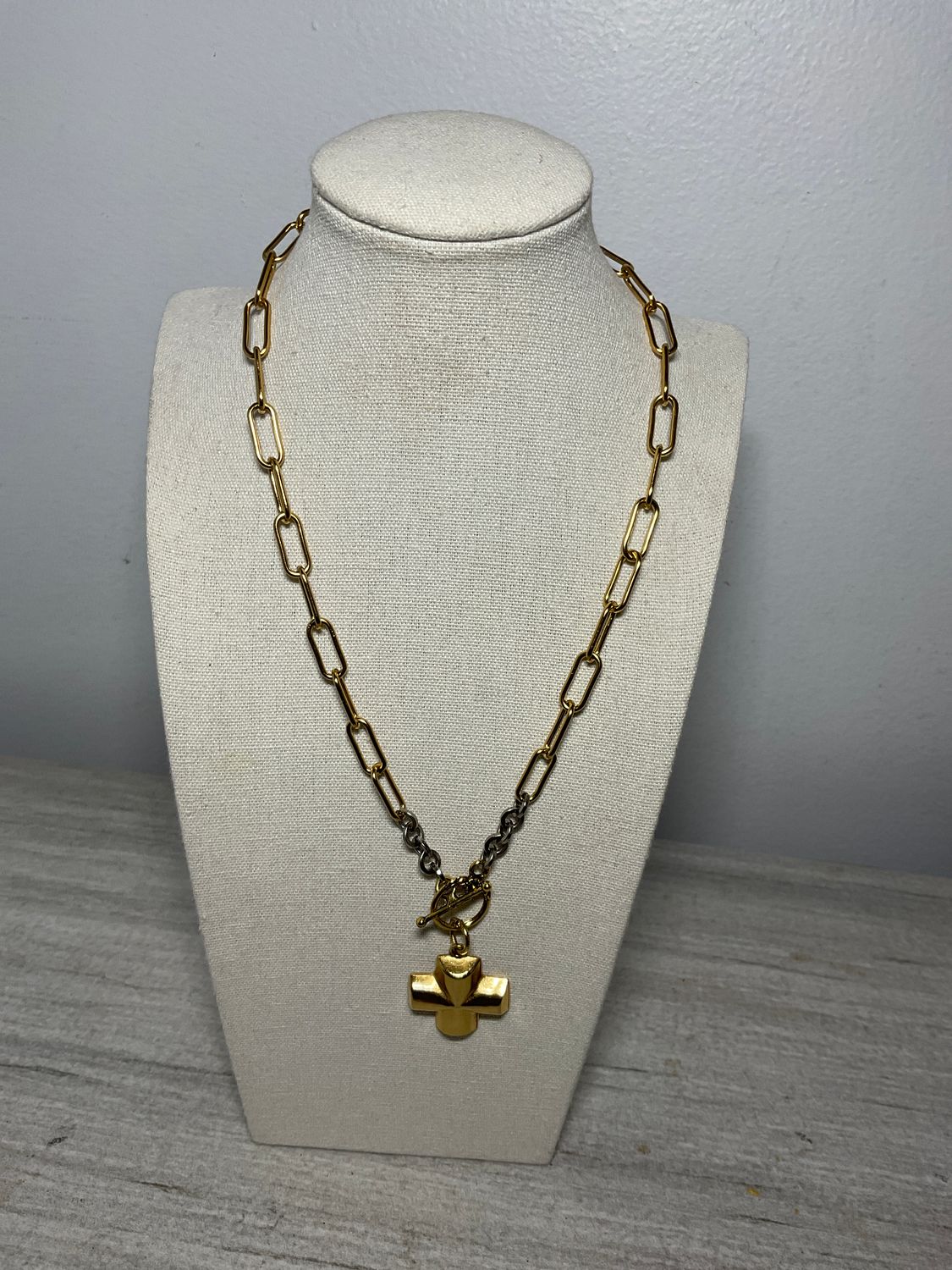 Mixed Metals Holy Cross Necklace