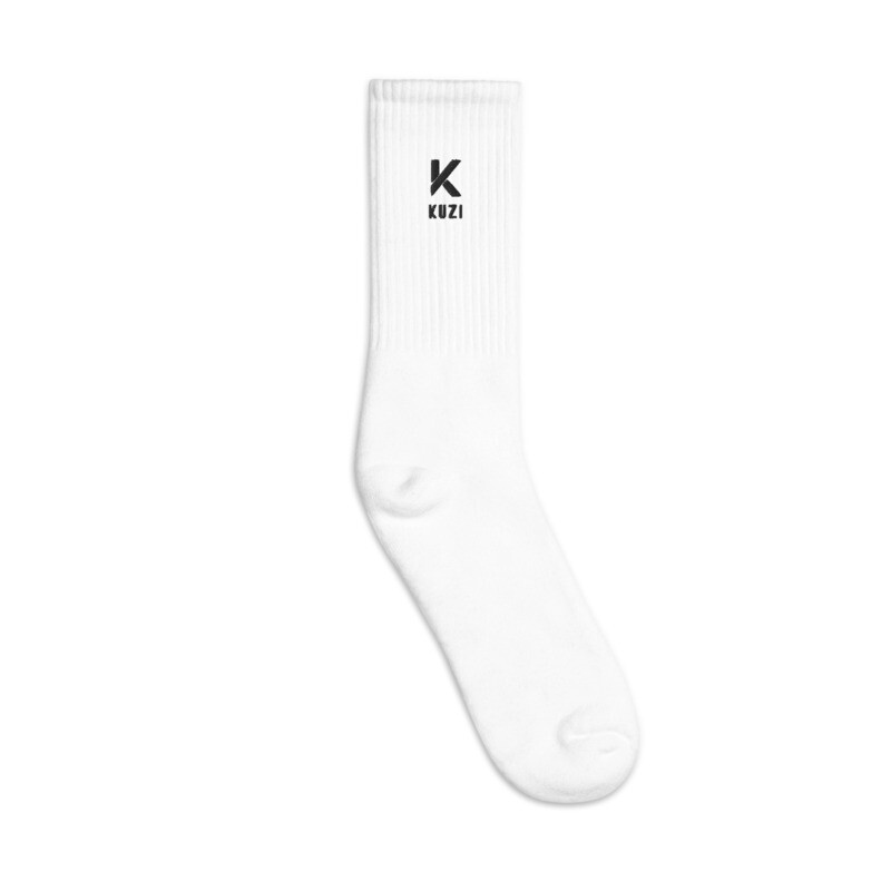 Kuzi White Embroidered Socks