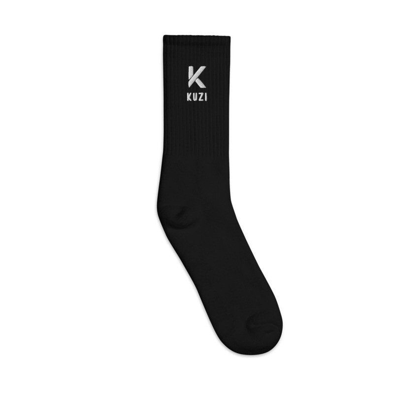 Kuzi Black Embroidered Socks