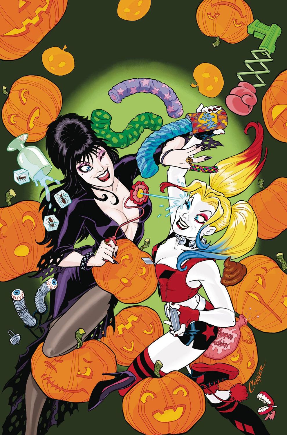 HARLEY QUINN X ELVIRA #1 CVR G CONNER 1 FOIL VIRGIN