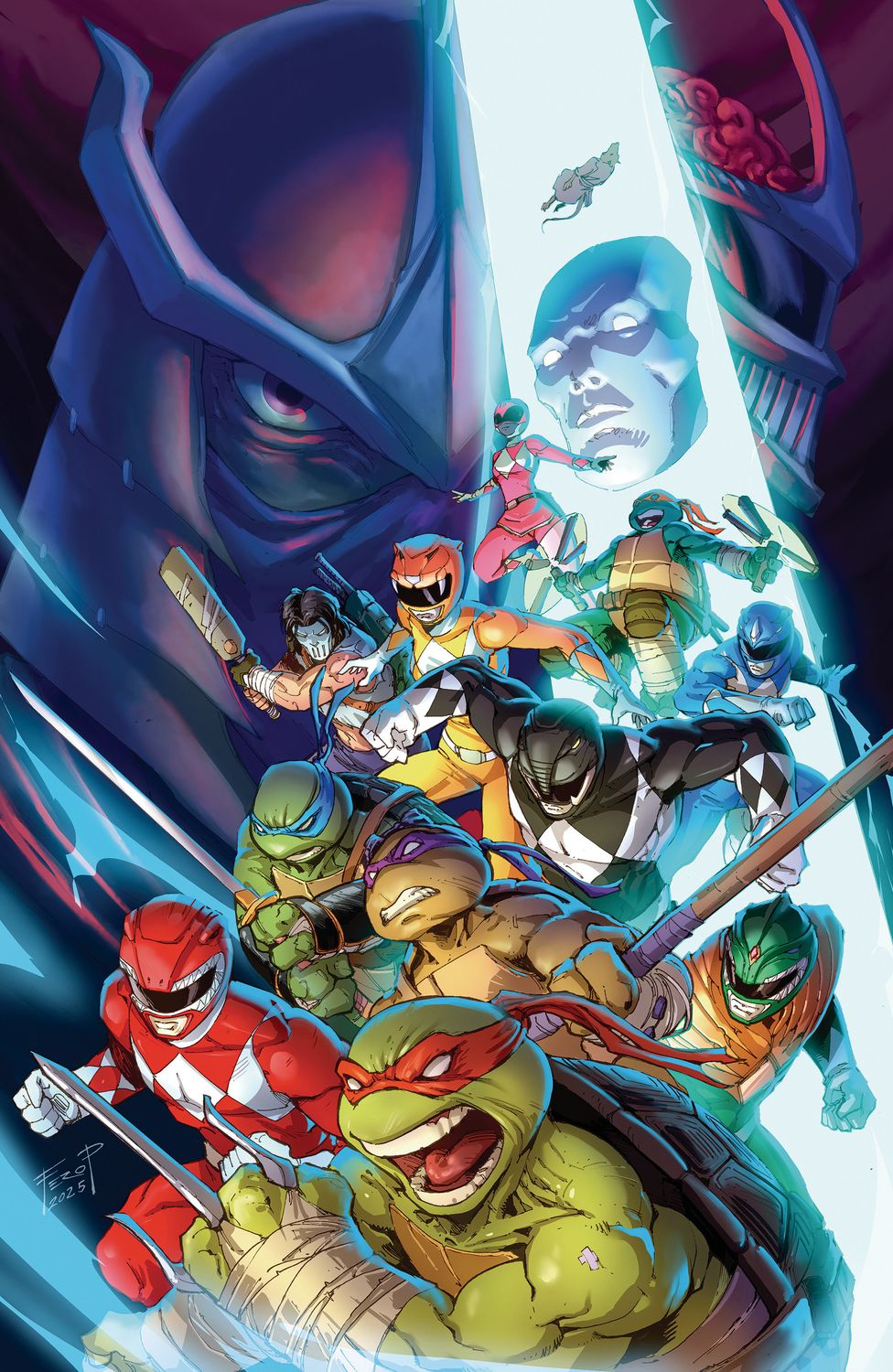 Mighty Morphin Power Rangers/Teenage Mutant Ninja Turtles III #2 F 1:25 (Full Art, Pe)