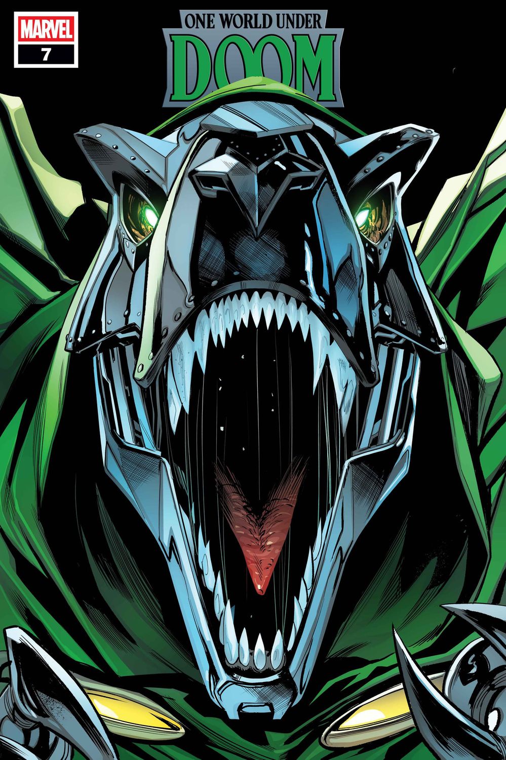 ONE WORLD UNDER DOOM #7 GEOFF SHAW DOOMASAUR VARIANT