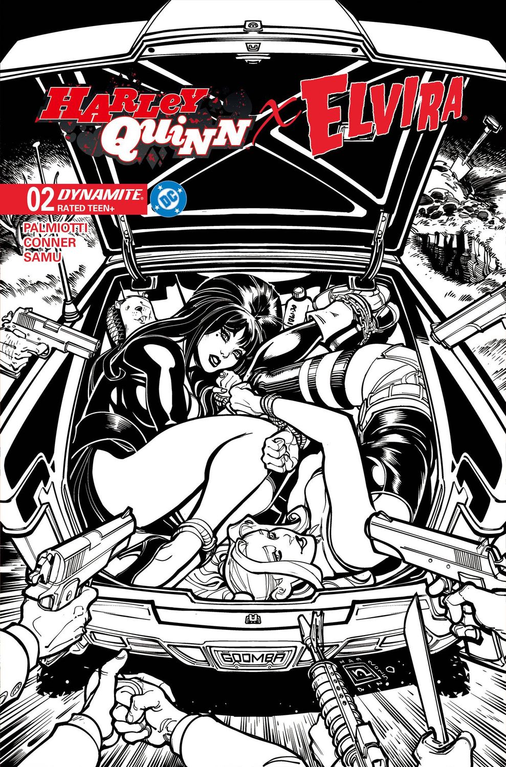 HARLEY QUINN X ELVIRA #2 CVR M 1:10 HARDIN LINE ART