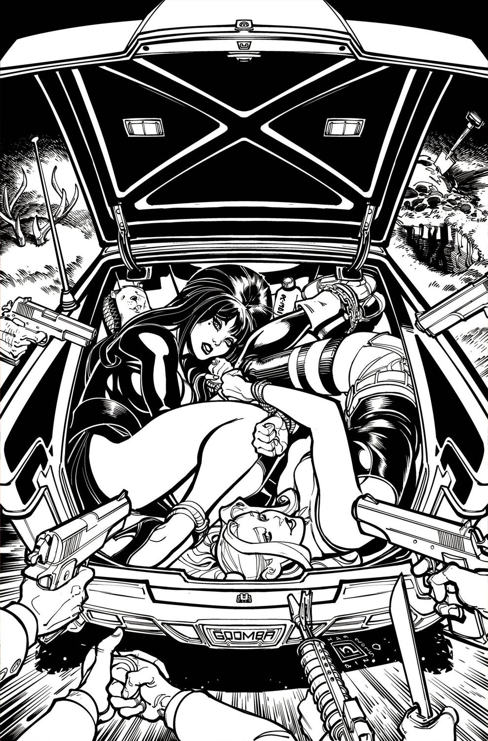 HARLEY QUINN X ELVIRA #2 CVR O 1:15 LINE ART VIRGIN
