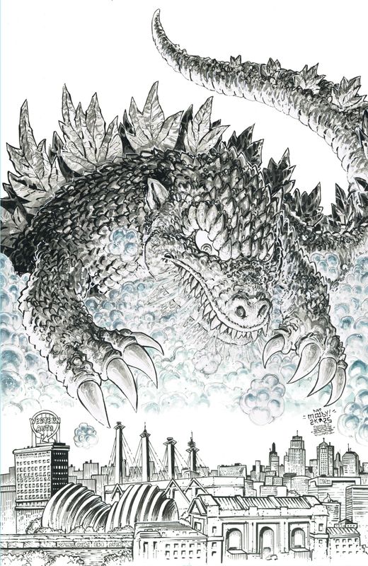 Godzilla Vs. America: Kansas City Variant 1:50 (Moody & Williams II B&W Full Art)