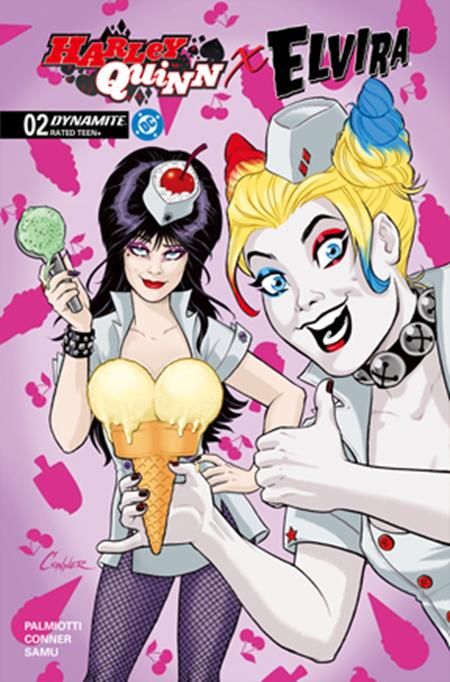 HARLEY QUINN X ELVIRA #2 CVR N 1:15 AMANDA CONNER ICE CREAM FOIL VAR HARLEY QUINN X ELVIRA #2 CVR N 1:15 AMANDA CONNER ICE CREAM FOIL VAR