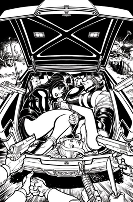 HARLEY QUINN X ELVIRA #2 CVR O 1:15 CHAD HARDIN LINE ART VIRGIN VAR HARLEY QUINN X ELVIRA #2 CVR O 1:15 CHAD HARDIN LINE ART VIRGIN VAR