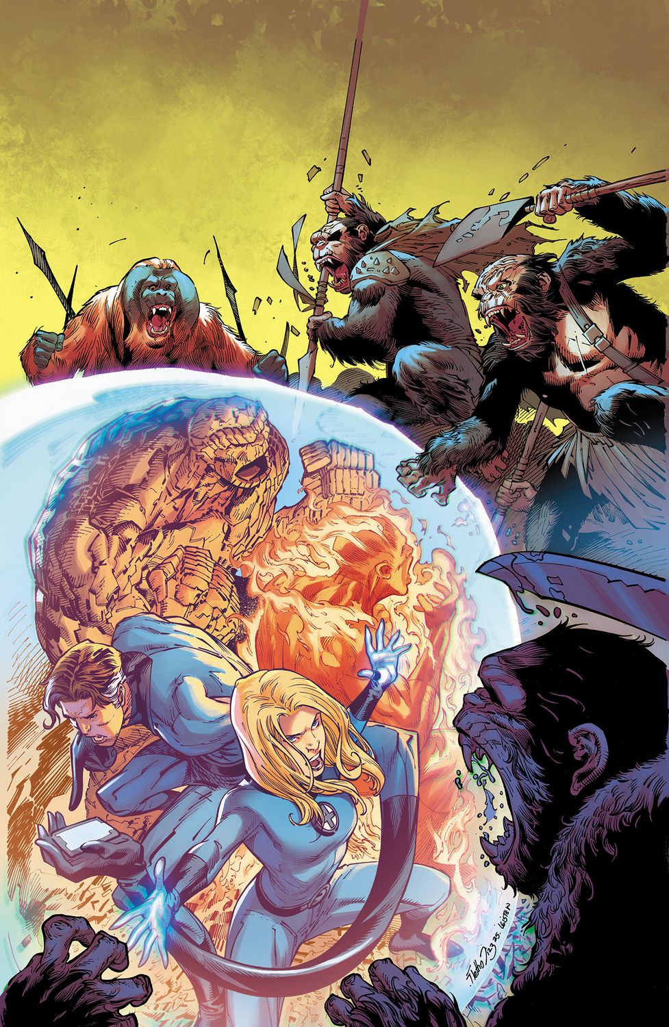 PLANET OF THE APES VS. FANTASTIC FOUR #1 NETHO DIAZ RATIO VIRGIN 2ND PRINTING 1:25 VARIANT