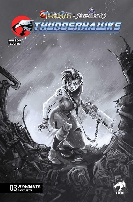 THUNDERCATS X SILVERHAWKS THUNDERHAWKS #3 CVR G 1:10 ALESSENDRO RANALDI LINE ART VAR