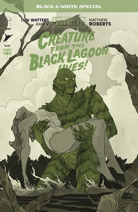UNIVERSAL MONSTERS CREATURE FROM THE BLACK LAGOON LIVES BLACK & WHITE SPECIAL #2 (OF 2) CVR B ABIGAIL LARSON VAR