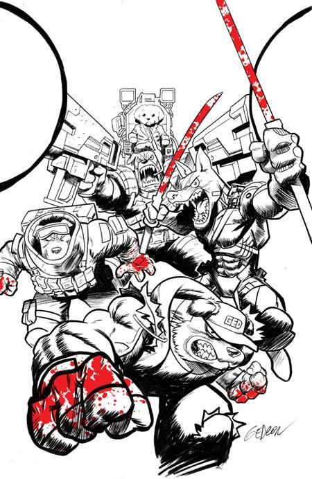 SUPER MONDO MEGA MUTTS #1 (OF 4) CVR J 1:100 JUAN GEDEON BLOODY B&W VAR