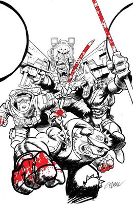 SUPER MONDO MEGA MUTTS #1 (OF 4) CVR J 1:100 JUAN GEDEON BLOODY B&W VAR