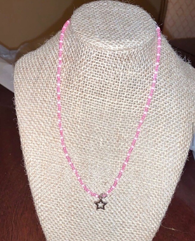 pink themed necklace