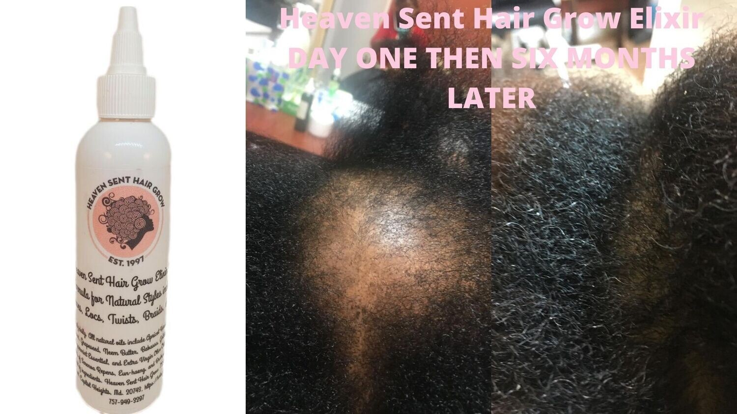 Heaven Sent Hair Grow Elixir Package, Elixir, Shampoo, and Conditioner 3 units