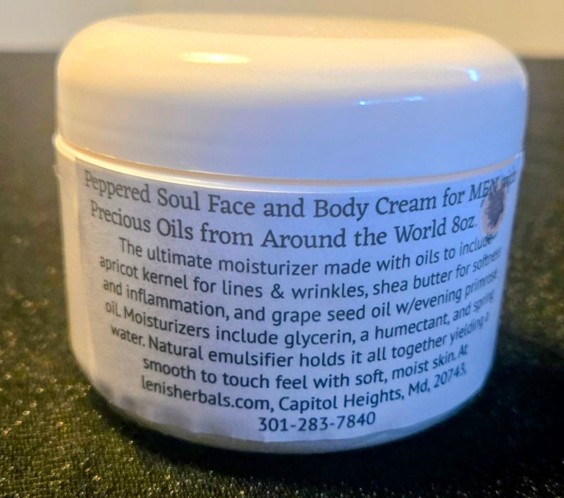 Peppered Soul Face and Body Cream for Men 8oz.