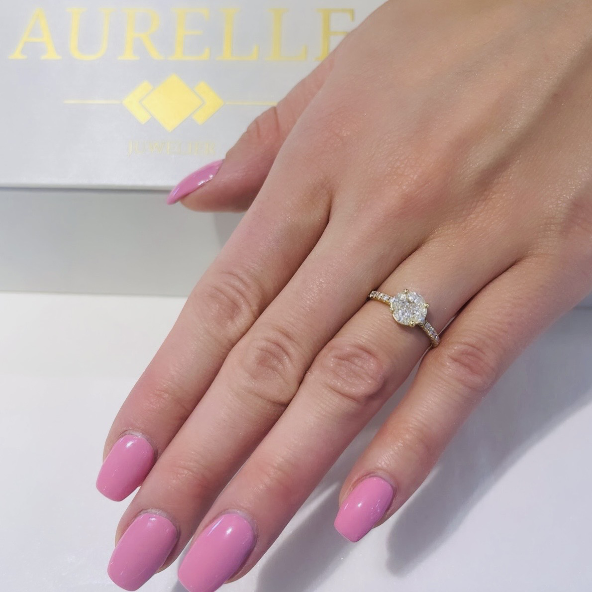 18K Gelbgold Diamanten Illusions Verlobungsring