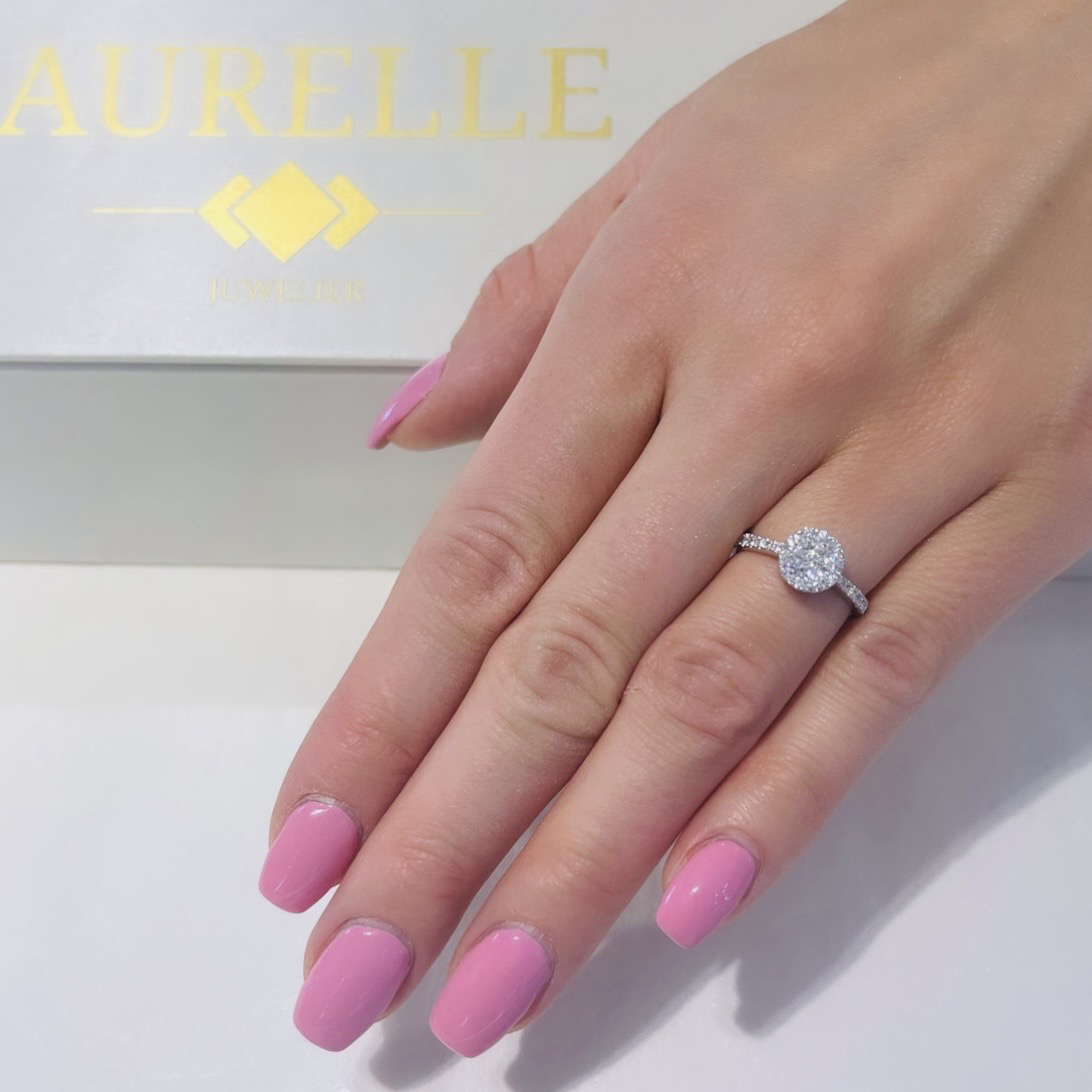 18K Weißgold Diamanten Illusions Verlobungsring