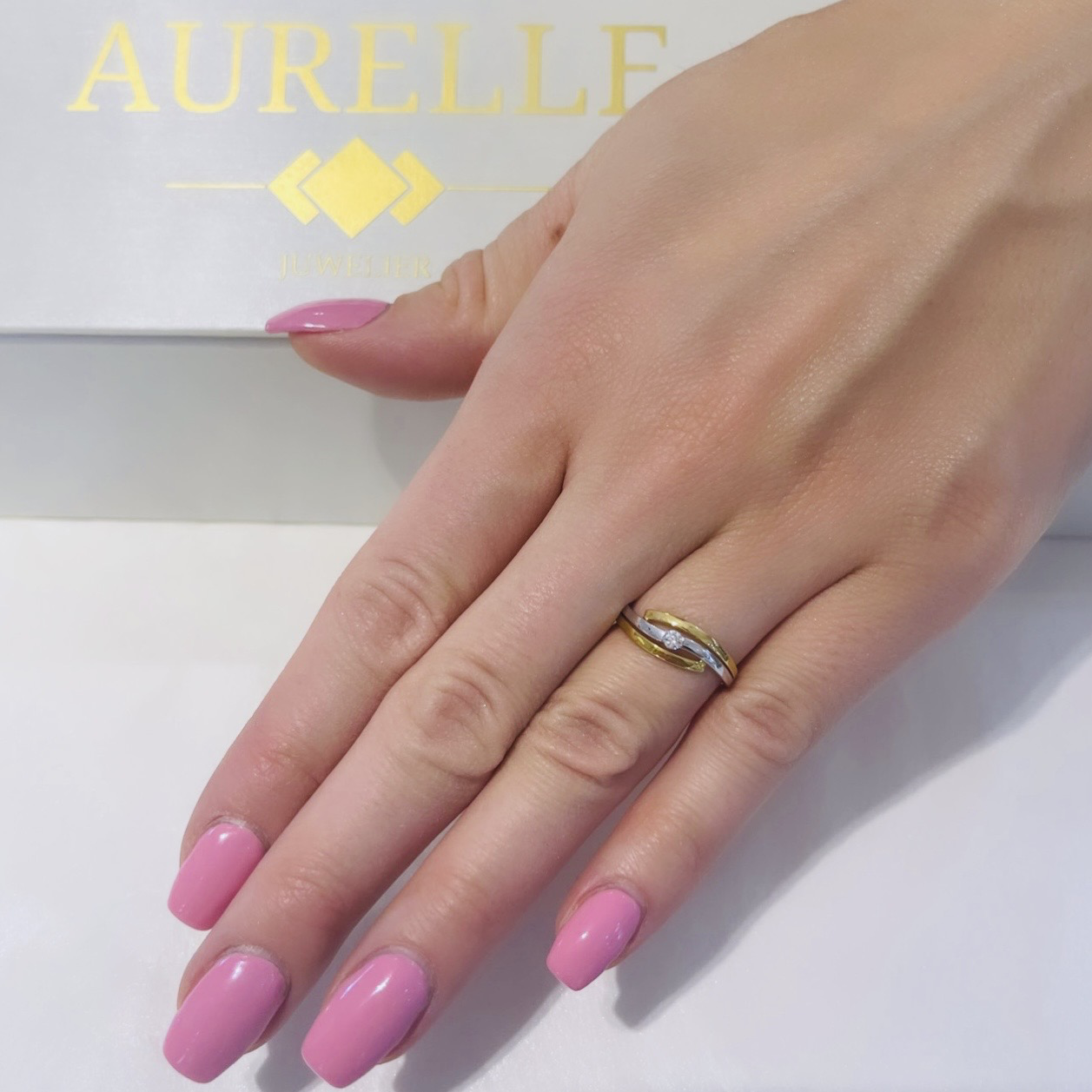 18k Gelbgold Onerow Single Diamant Ring