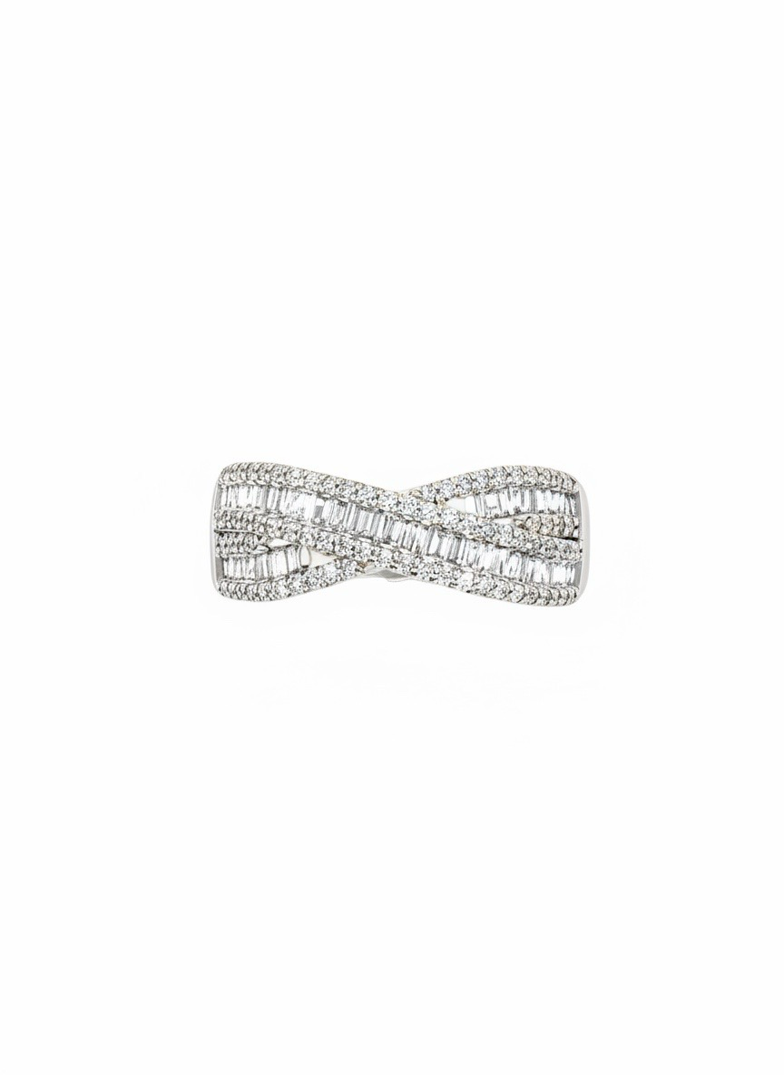 18K Weißgold Baguette Shaped Diamant Ring