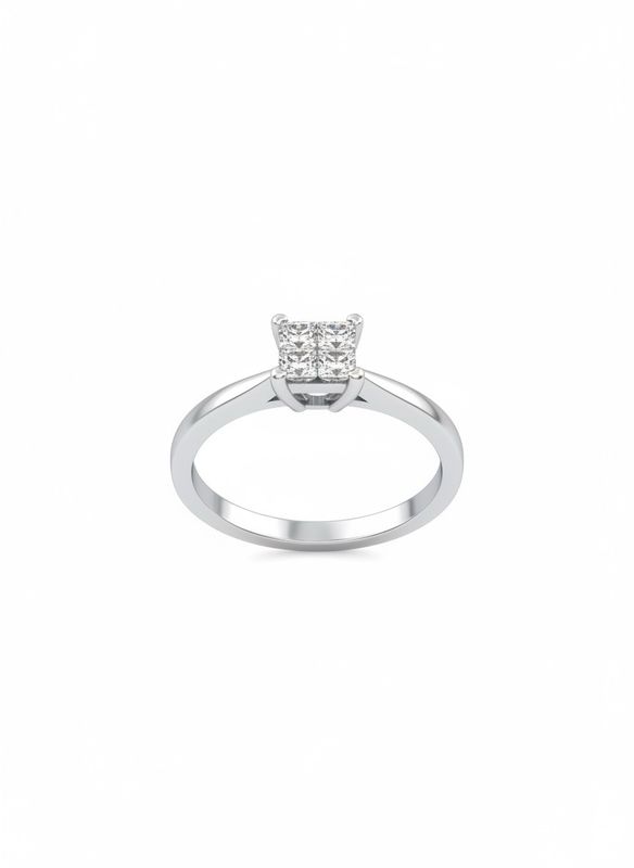 18K Weißgold Illusions Princess Shape Verlobungsring 18K Weißgold Illusions Princess Shape Verlobungsring