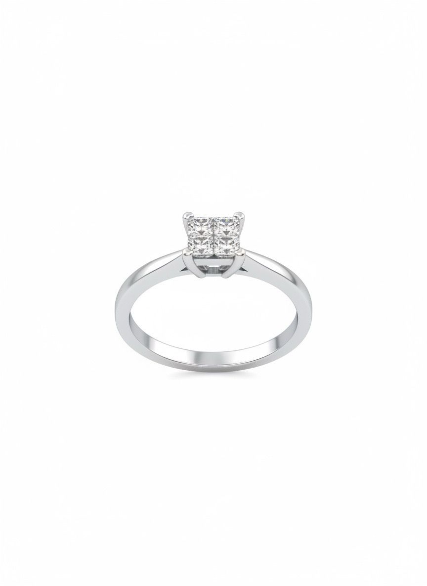 18K Weißgold Illusions Princess Shape Verlobungsring