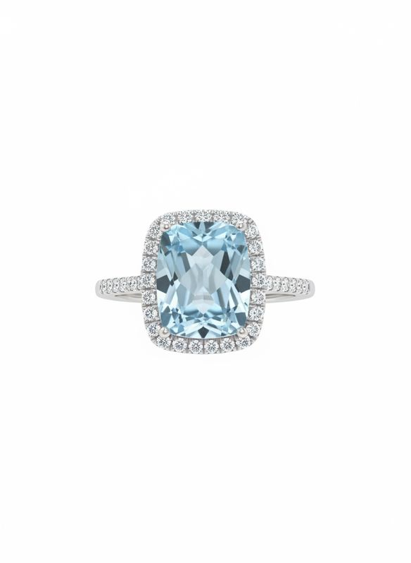 18K Weißgold Cushion Shaped Topaz Verlobungsring
