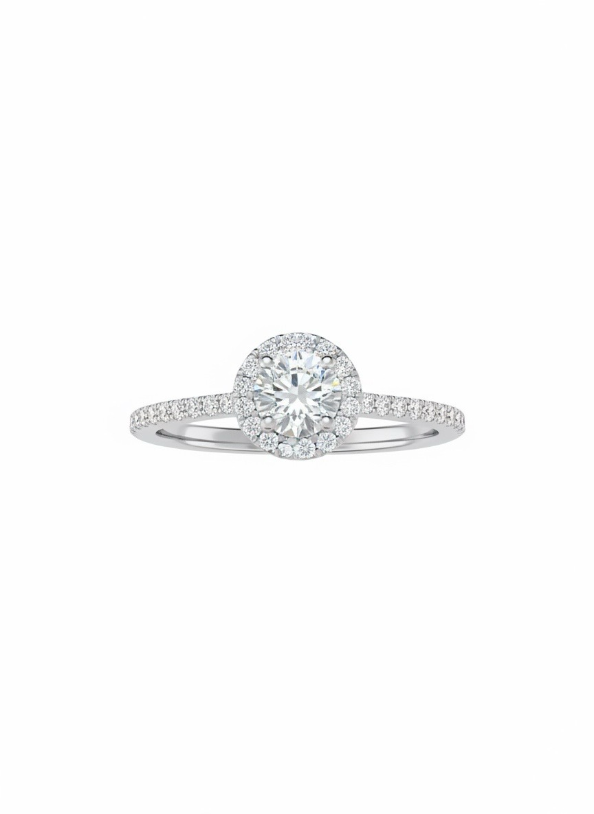 18K Weißgold Round Shaped Halo Diamanten Verlobungsring mit Pave