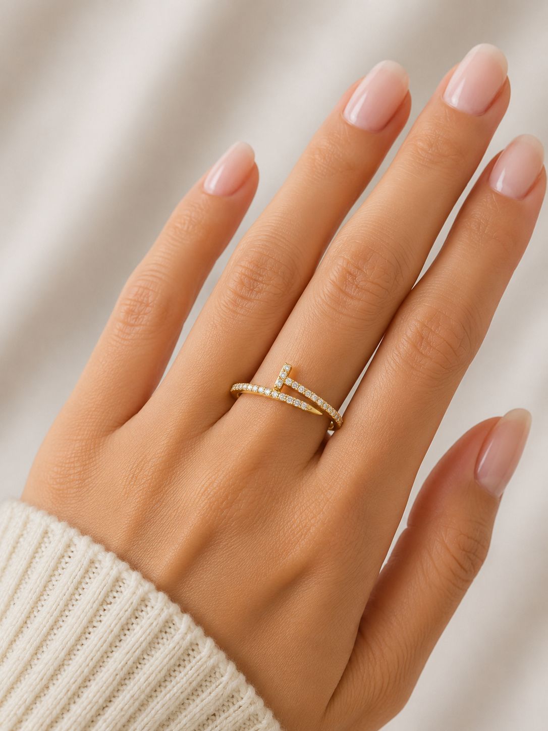 18k Gelbgold Nail Diamanten Ring