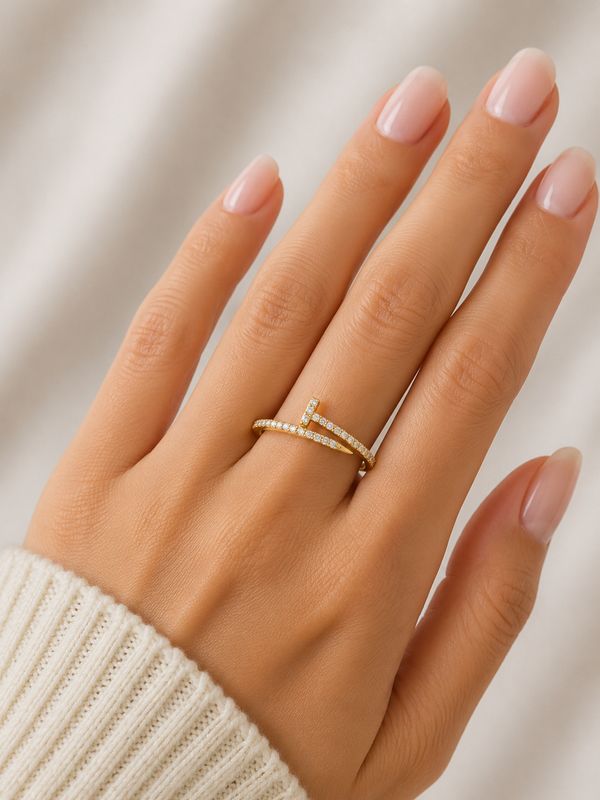 18k Gelbgold Nail Diamanten Ring 18k Gelbgold Nail Diamanten Ring