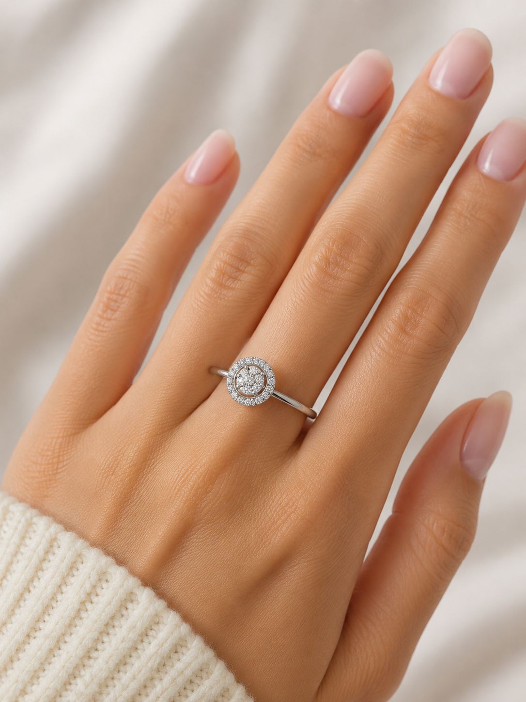 18K Weißgold Diamanten Illusions Verlobungsring
