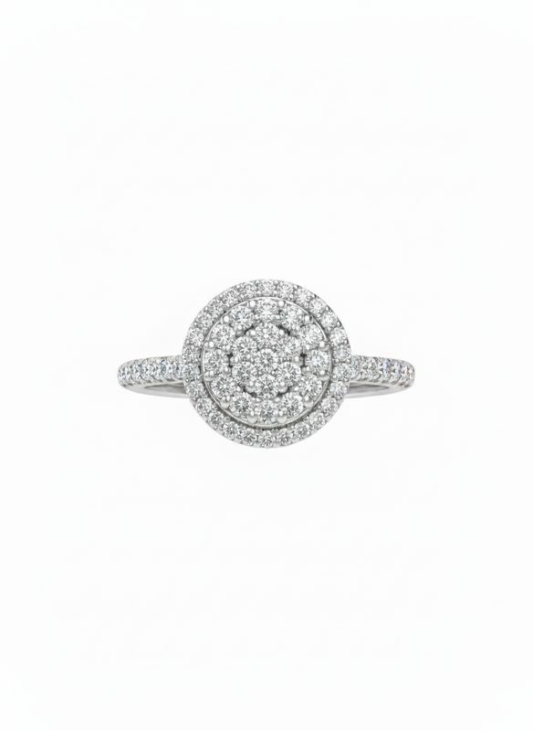 18K Weißgold Diamanten Halo Illusions Verlobungsring