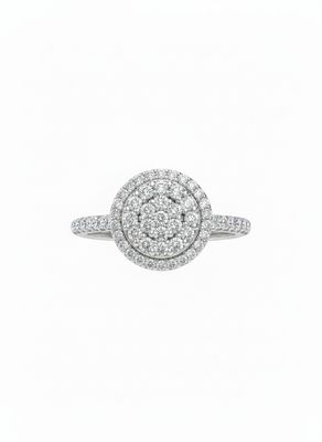 18K Weißgold Diamanten Halo Illusions Verlobungsring