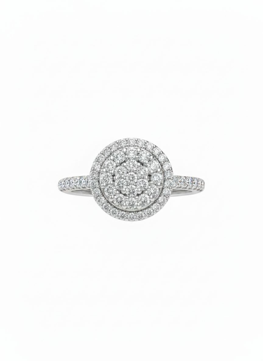 18K Weißgold Diamanten Halo Illusions Verlobungsring