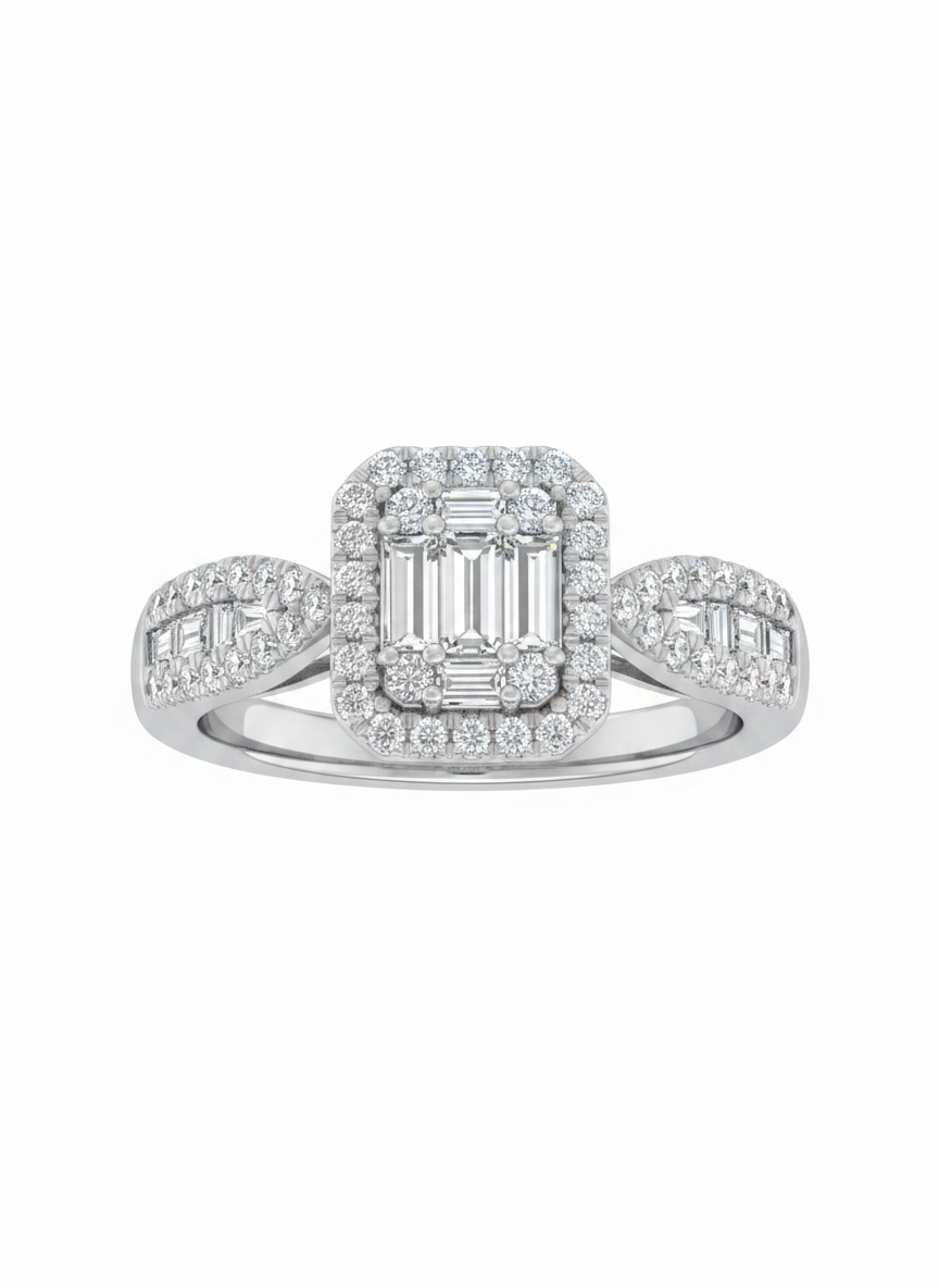 Platin Baguette Verlobungsring