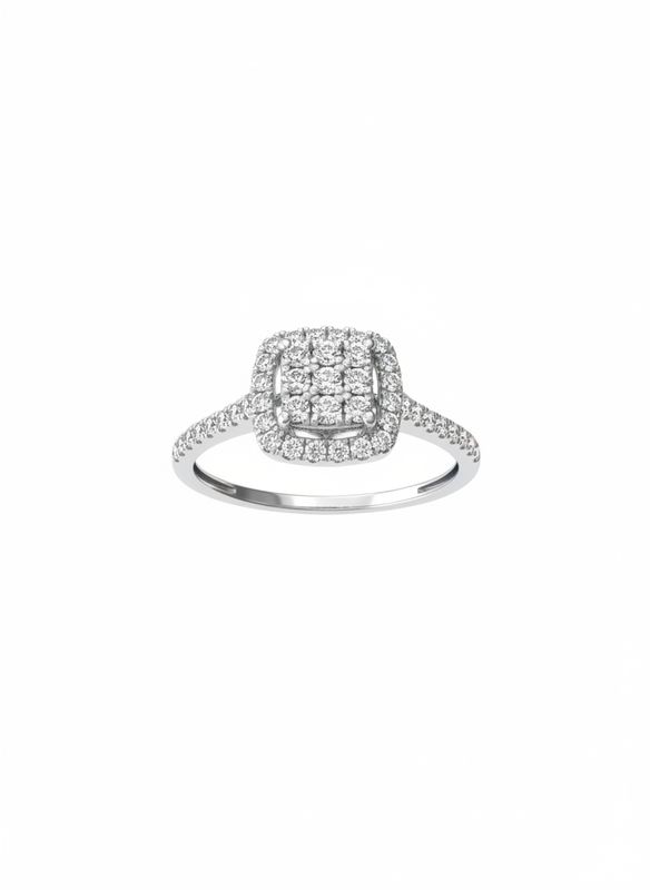 18K Weißgold Cushion Shaped Halo Illusions Verlobungsring