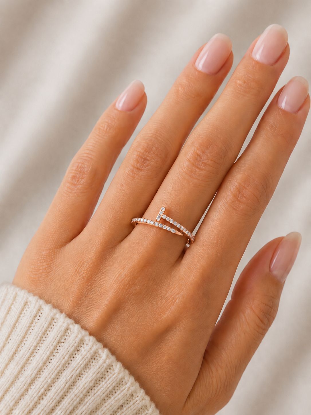 18k Rosé Gold Nail Diamanten Ring