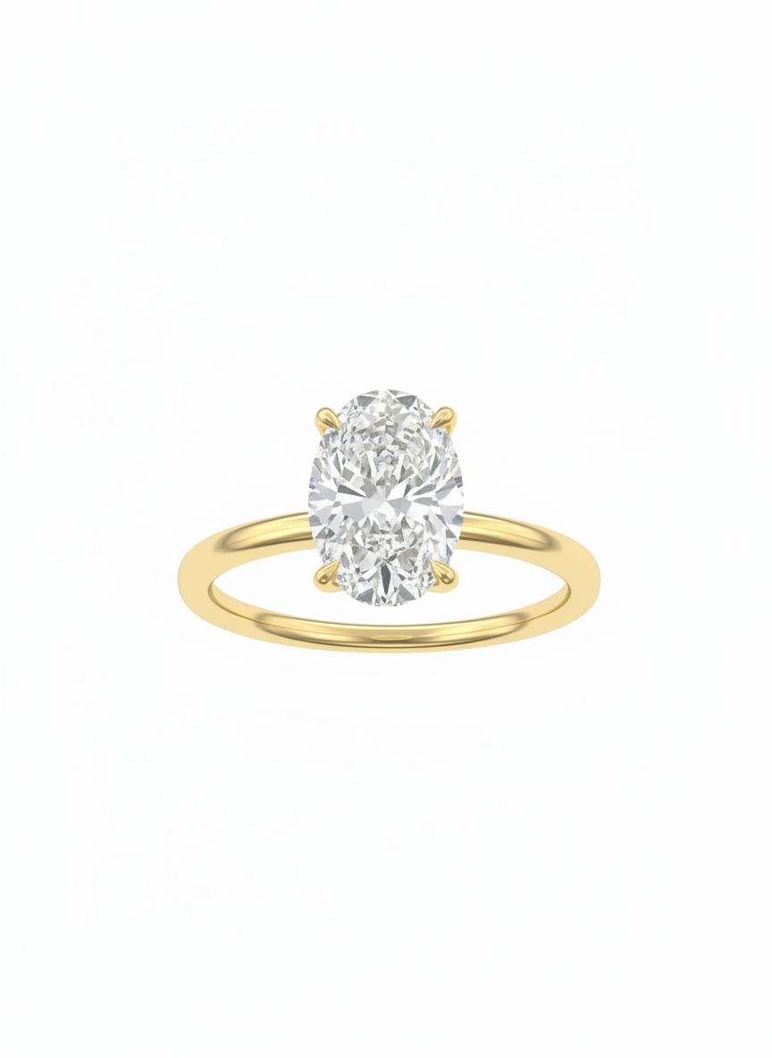 4,08Ct Oval Solitaire Verlobungsring 18K Gelb Gold