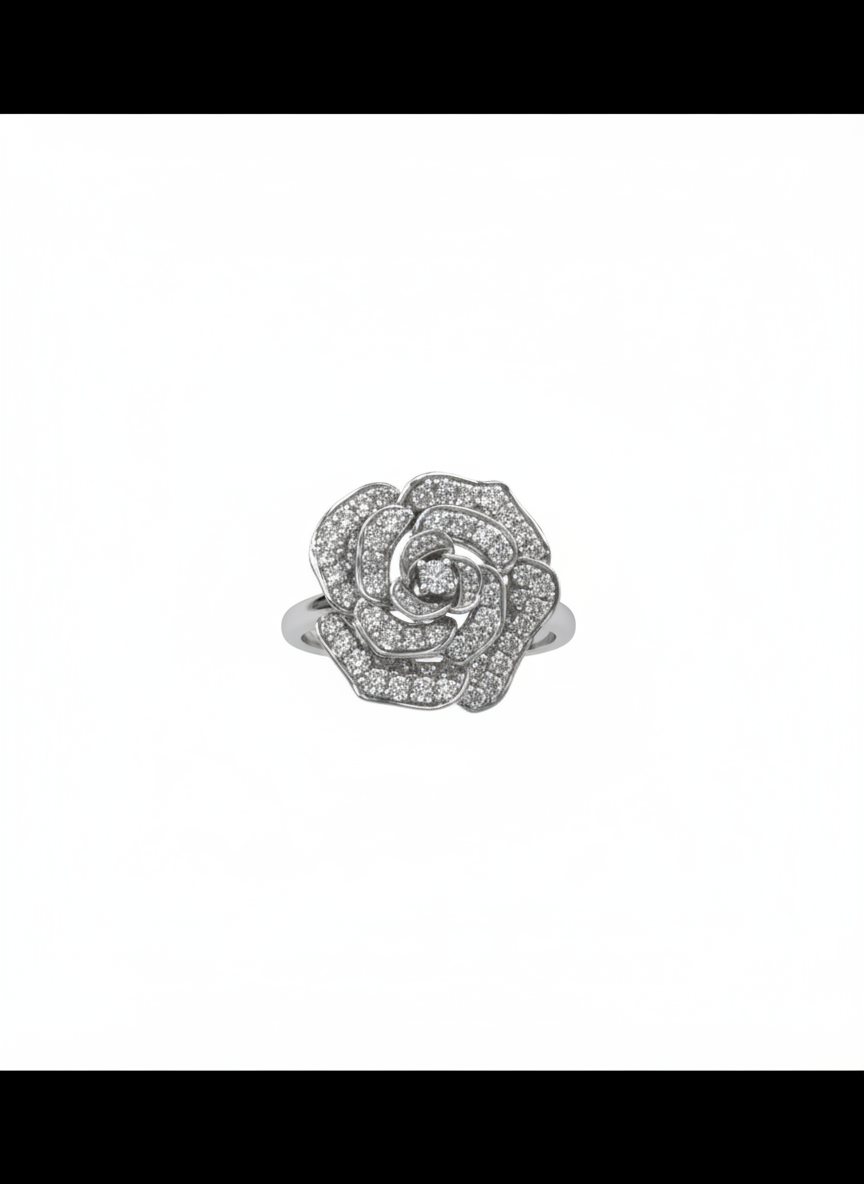 18k Weißgold Rosen Diamanten Ring