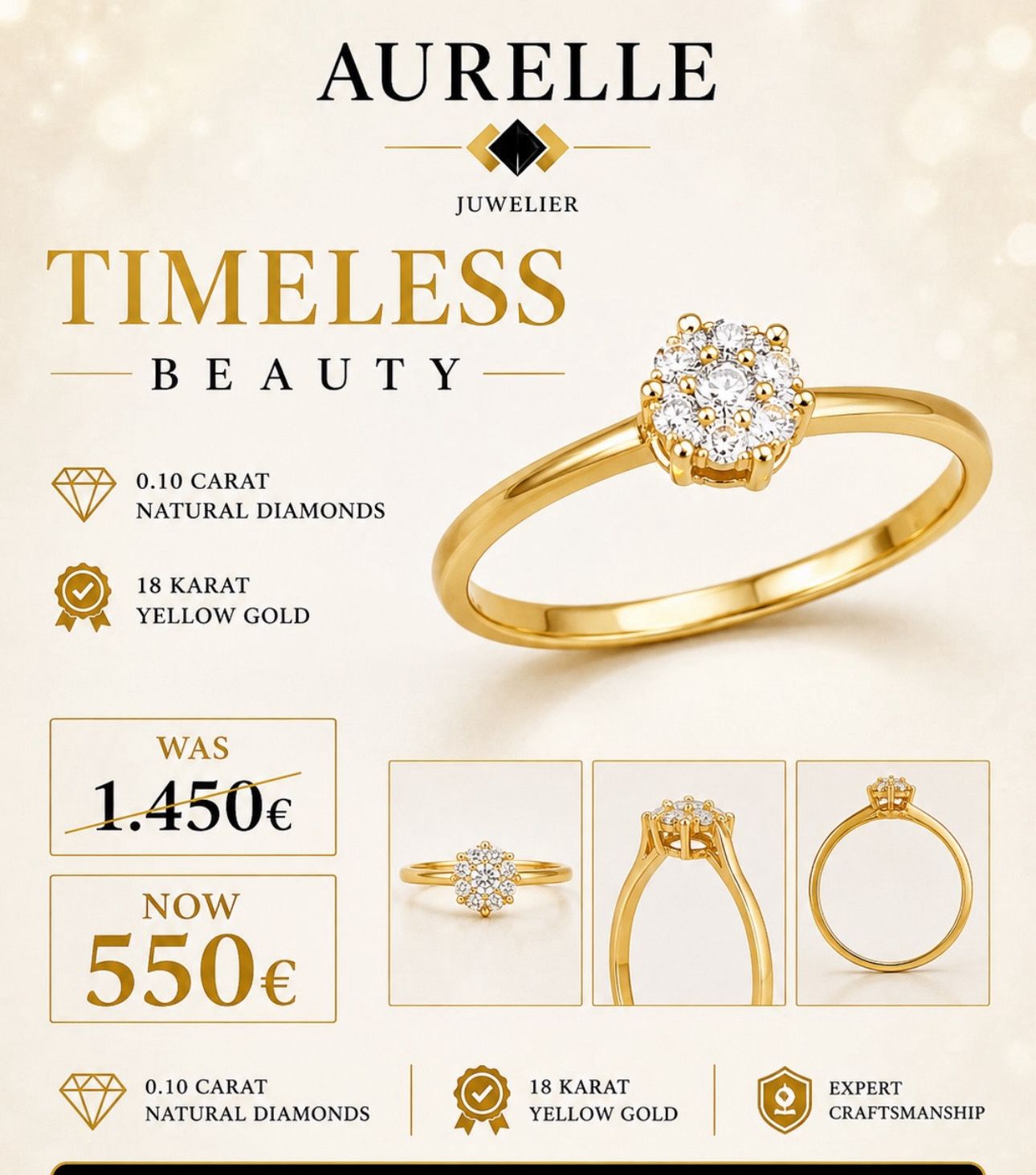 18K Gelbgold Flower Verlobungsring 18K Gelbgold Flower Verlobungsring