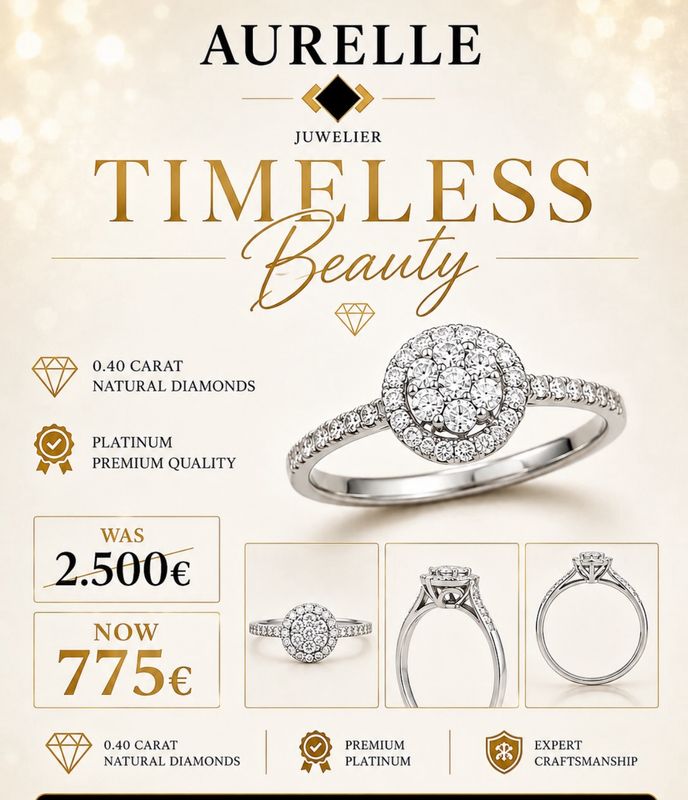 18K Weißgold Verlobungsring mit Seitensteinen 18K Weißgold Verlobungsring mit Seitensteinen