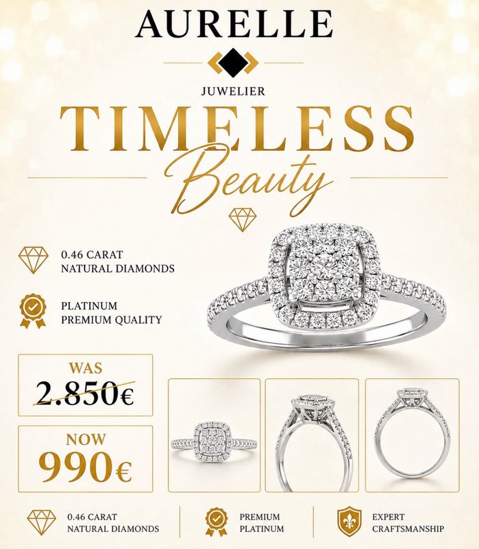 18K Weißgold Verlobungsring mit Seitensteinen 18K Weißgold Verlobungsring mit Seitensteinen